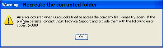 Recreate Damaged Folder to fix error 6000