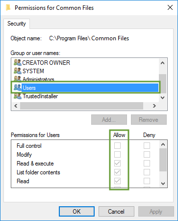 Windows Permissions for Common Files - QuickBooks error 6000 77