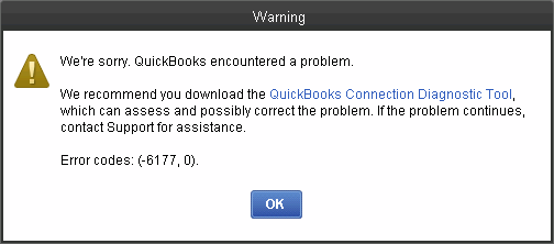 QuickBooks Error Code -6177, 0 - Screenshot