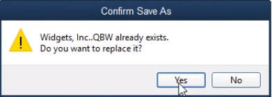 Confirm save as option - Screenshot