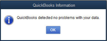 QuickBooks detected no problems with your data - Screenshot
