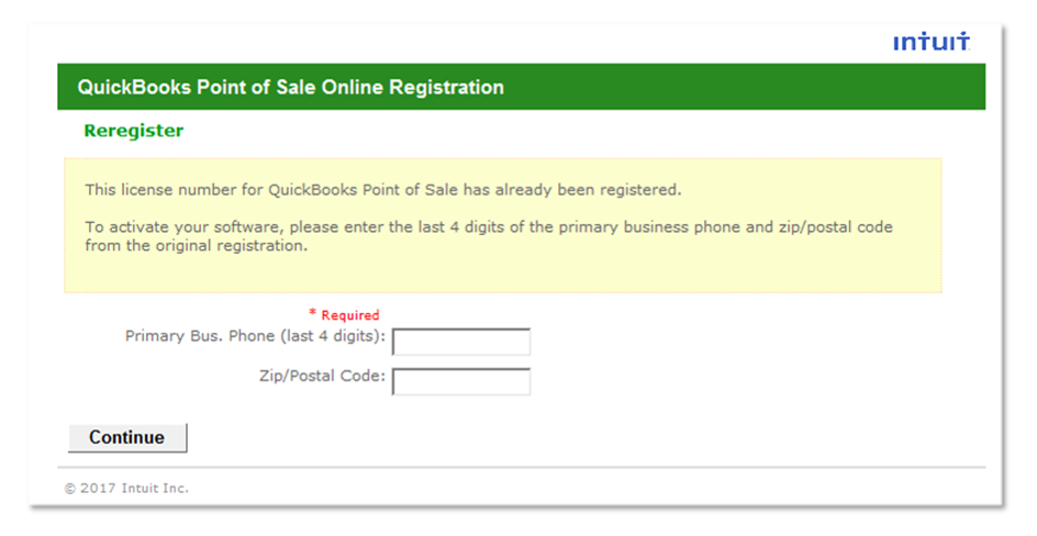 Register QuickBooks Point of Sale - Screenshot