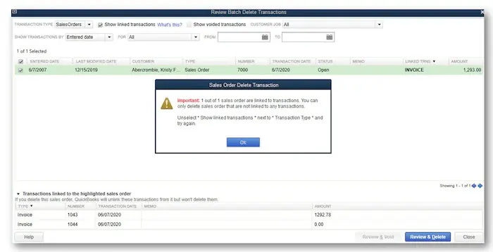 Batch delete sales orders feature