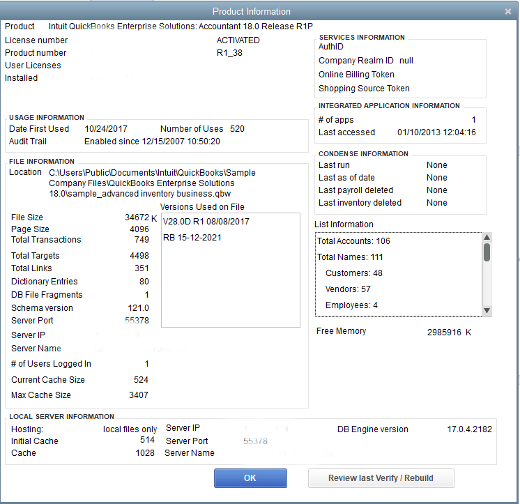 Product Information Window - Screenshot 1