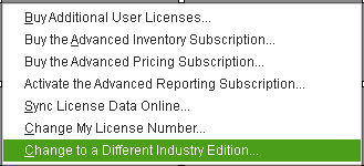 Toggle QuickBooks desktop premier or enterprise solutions to another edition - Screenshot