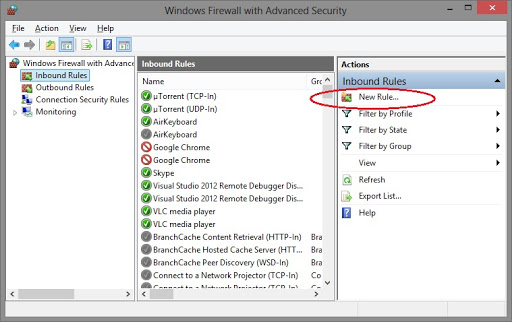 Create a new rule in firewall settings - Intuit Data protect backup failed 