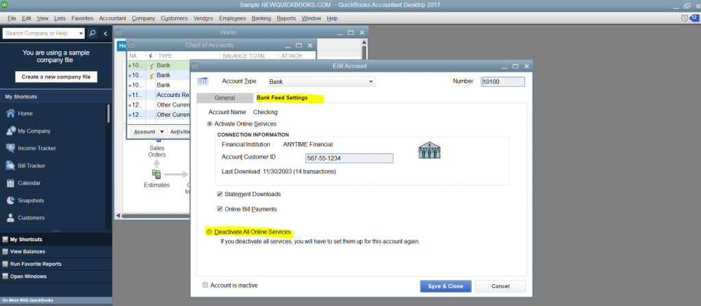 Editing an Account in QuickBooks Desktop - Screenshot