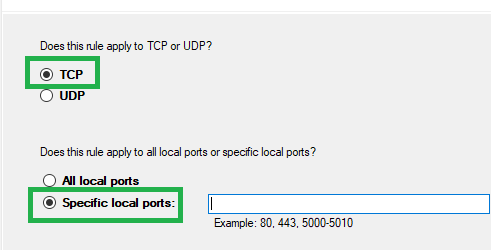 Ensure TCP option is Checked 