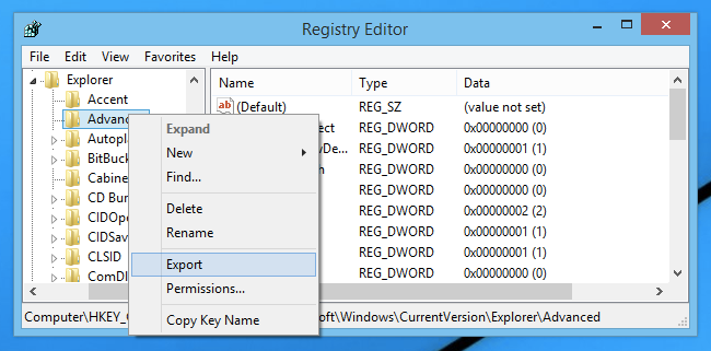 Use registry editor 