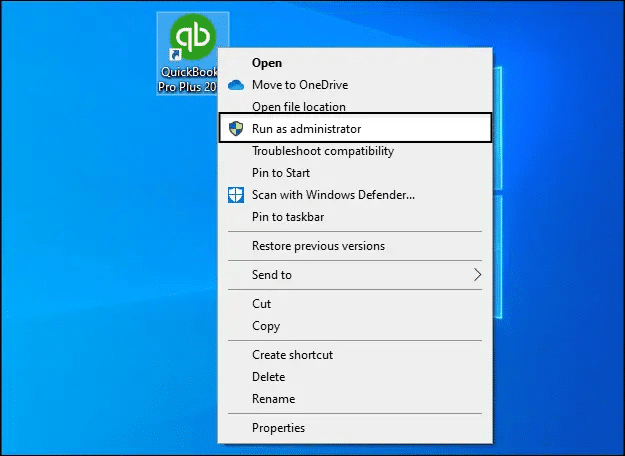 Run as Administrator - quickbooks error 12057