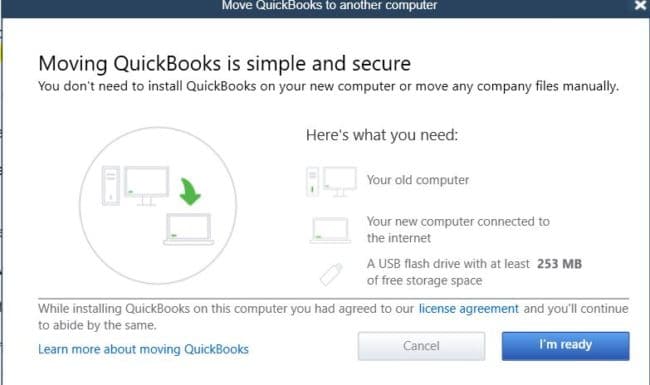 Installing QuickBooks file to another computer - Screenshot