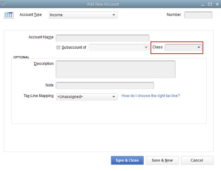 Make a new account in QuickBooks