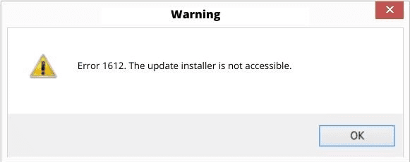QuickBooks Error 1612 prompt