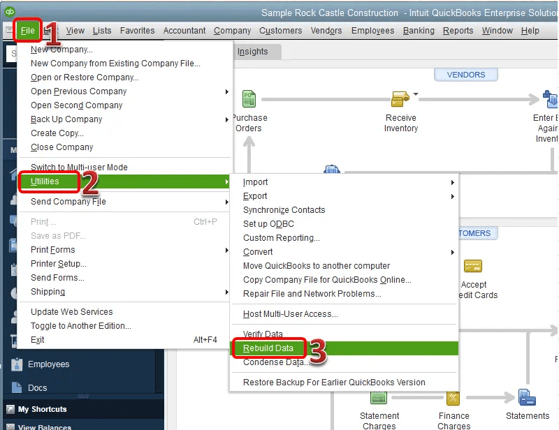 Rebuilding data in QuickBooks Desktop