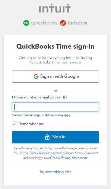 QuickBooks Time Login Page