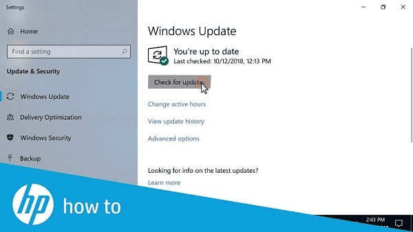 Check for windows update 