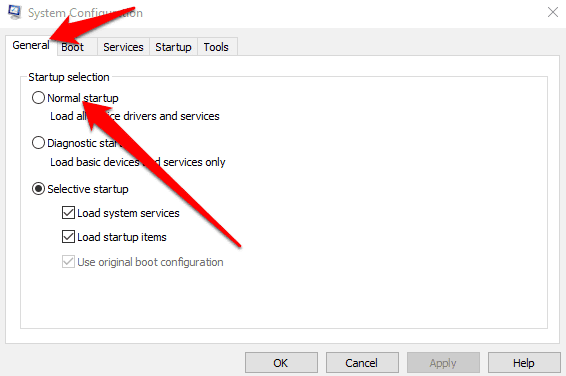 Select normal startup to resolve QuickBooks error 1402