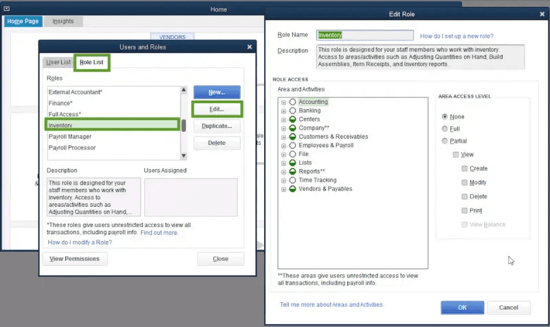 Setup users and role in QuickBooks Desktop