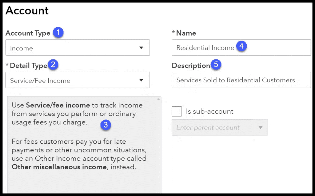 Using Account type button