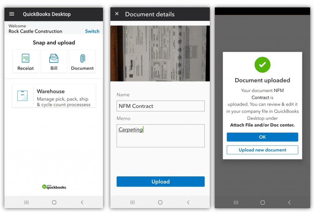Attaching documents using a mobile device
