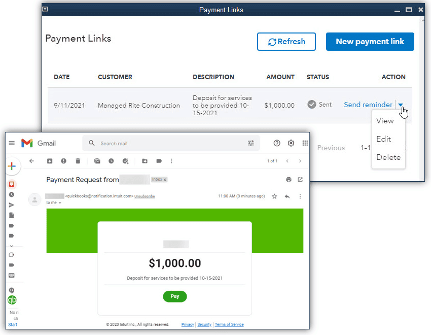 payments links for customer pre payments - QuickBooks Desktop 2022