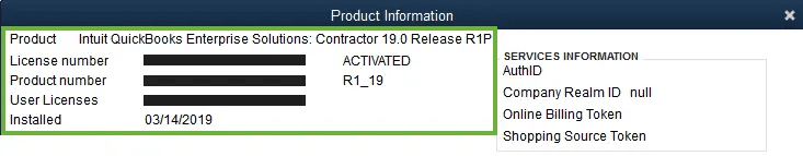 Product Key and License Number after quickbooks download
