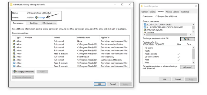 Add windows permissions to QuickBooks installation folders Error code 15240 - quickbooks error 15240