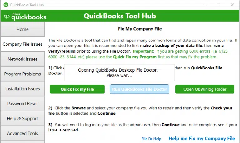 QuickBooks file doctor tool
