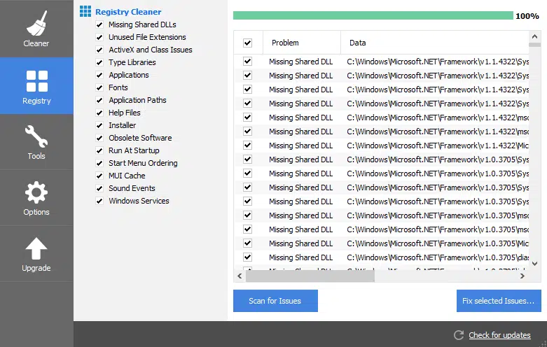 Repair registry settings 
