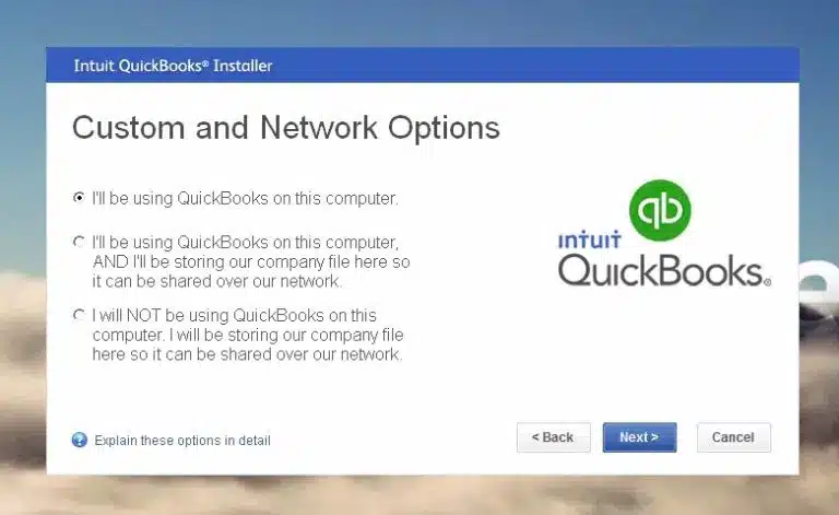 Custom and network install QuickBooks