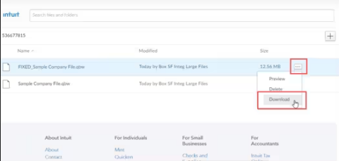 Download company file from intuit