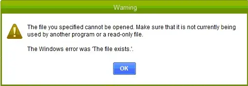QuickBooks File exists error